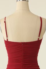 Burgundy Spaghetti Straps Corset Homecoming Dress outfit, Homecoming Dress Website