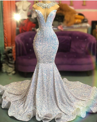 Glamorous Sequins Mermaid Long Evening Corset Prom Dress Online outfits, Party Dresses Vintage