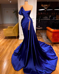Designer Royal Blue Long Mermaid Corset Prom Dress With Split On Sale outfits, Party Dress New Look