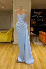Unique Cross Sweetheart Light Blue Soft-pleated Long Corset Prom Dress outfits, Party Dress Express