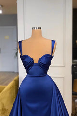 Chic Royal Blue Straps Sweetheart Corset Prom Dress Overskirt With Detachable Train outfit, Party Dresses Websites