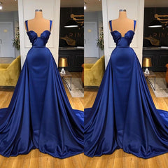 Chic Royal Blue Straps Sweetheart Corset Prom Dress Overskirt With Detachable Train outfit, Party Dresses Website