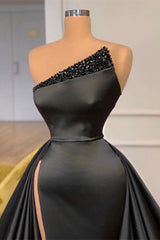 Sexy Black Beadings Corset Prom Dress Long With Split On Sale outfits, Party Dress Summer