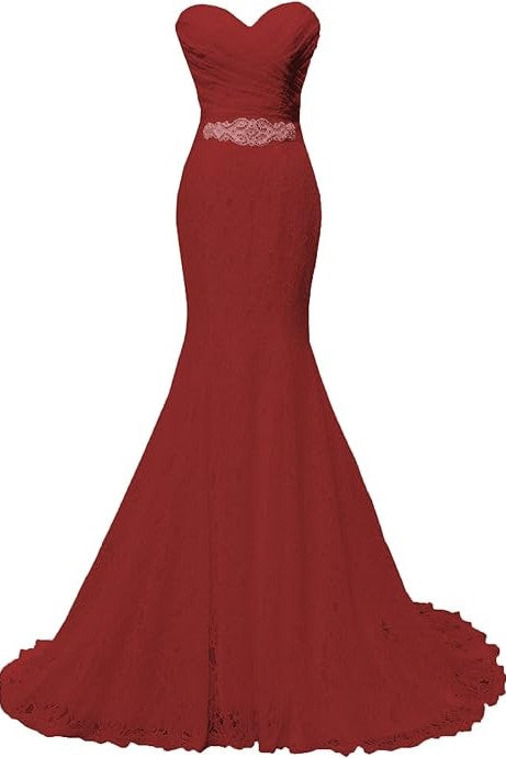 Chic Mermaid Sweetheart Long Lace Corset Prom Dress outfits, Bridesmaid Dress Gown