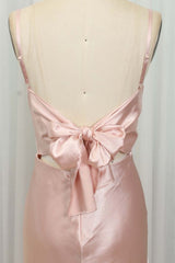 Classic Pink Spaghetti Straps Midi Party Dresss outfit, Elegant Prom Dress