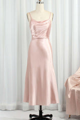 Classic Pink Spaghetti Straps Midi Party Dresss outfit, Midi Dress