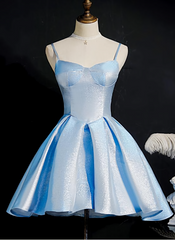 Light Blue Satin Sweetheart Corset Homecoming Dress, Blue Short Corset Prom Dress, Party Dress Outfits, Vacation Dress