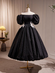 Elegant Black A-Line Off Shoulder Corset Prom Dress with Beads outfit, Prom Dresses For Blondes
