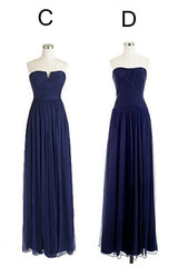 Elegant A-Line Navy Blue Chiffon Long Corset Bridesmaid Dress outfit, Party Dresses Summer Dresses