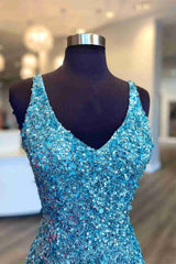 Glitter V-Neck Tiffany Blue Mermaid Corset Prom Dreess outfit, Bridal Dress