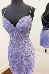 Tie Back Blue Appliqued Bodycon Corset Homecoming Dress outfit, Party Dresses Formal