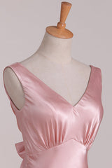 V-Neck Pink Tie Back Mermaid Corset Bridesmaid Dress outfit, Party Dress On Line