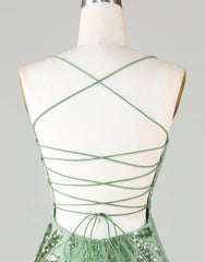 Cute Green Spaghetti straps Lace Up Sequined Corset Homecoming Party Dress Outfits, Formal Dress Boutique
