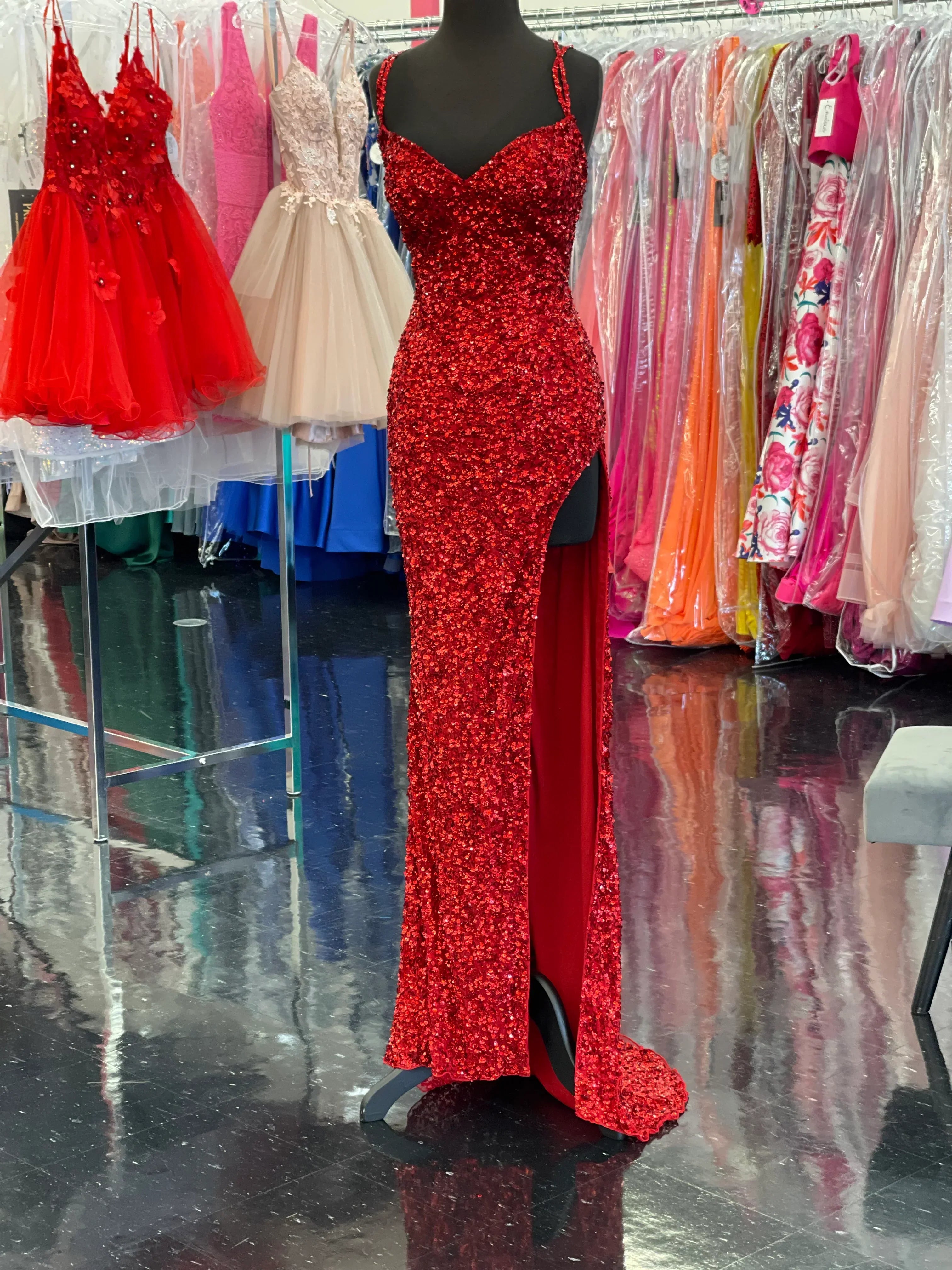 Sparkle Red Bodycon Sequined Long Corset Prom Dresses outfit, Prom Dresses For Black