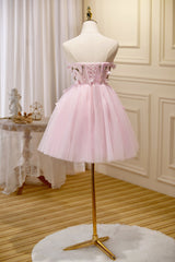 Cute Pink Strapless Sweetheart Appliques Tulle Short Corset Homecoming Dresses outfit, Bridesmaid Dress Color Palette