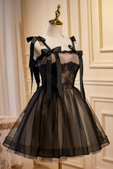 Cute Black Sleeveless A Line Tulle Short Corset Homecoming Dresses outfit, Bridesmaid Dress Different Styles