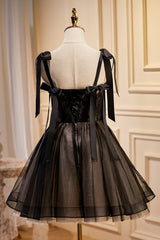 Cute Black Sleeveless A Line Tulle Short Corset Homecoming Dresses outfit, Bridesmaid Dress Inspo