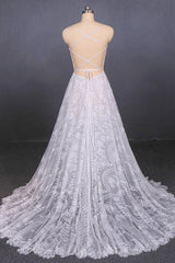 Charming Spaghetti Straps Long A-line Corset Wedding Dresses Beach Corset Wedding Dresses outfit, Wedding Dresses Outfit