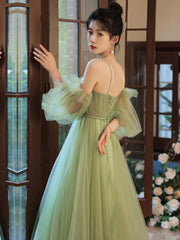 Light Green Tulle Simple Sweetheart Party Dresses, Green Long Corset Prom Dresses outfit, Formal Dresses Style