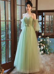 Light Green Tulle Simple Sweetheart Party Dresses, Green Long Corset Prom Dresses outfit, Formal Dress Style