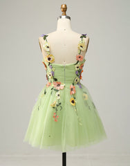 Pretty A-Line Tulle Corset Homecoming Dress With Embroidery Flowers outfit, Homecoming Dress Boutiques