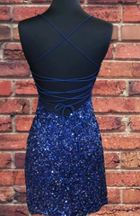 Sparkly Sequin Royal Blue Sheath Corset Homecoming Dress outfit, Homecoming Dress Ideas