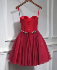 Cute Sweet Neck Short Corset Prom Dress, Mini Dresses outfit, Pleated Dress