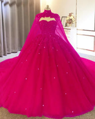 Tulle Corset Ball Gown Quinceanera Dresses, With Cape Gowns, Evening Dresses Gowns