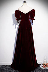 Modest Burgundy Long Corset Prom Dresses with Short Sleeves Vintage Evening Gown outfits, Classy Outfit