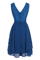 Short Royal Blue Corset Bridesmaid Dress Party Dress Outfits, Dress Casual