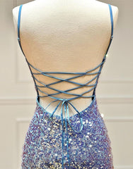 Sparkly Spaghetti Straps Sequin Corset Homecoming Dress outfit, Prom Dress Mermaid