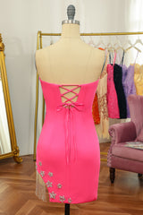 Pink Tight Short Corset Homecoming Dress with Star and Fringes outfit, Short Dress
