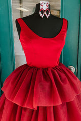 Red High Low Tiered Corset Homecoming Dress outfit, Evening Dresses For Weddings Guest