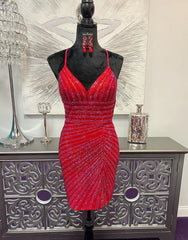 Elegant V-Neck Cross Back Glitter Corset Homecoming Dress outfit, Formal Dresses For Ladies Over 71