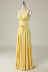 Classic Yellow Long Corset Prom Dress with Split outfit, Prom Dress Affordable