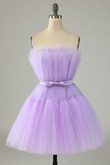 Cute A Line Strapless Purple Short Corset Homecoming Dress outfit, Homecoming Dress Cute