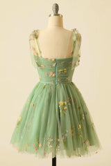 Cute Princess Green Embroidery Tulle Short Corset Homecoming Dress outfit, Bridesmaids Dresses Affordable