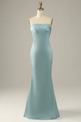 Grey Blue Satin Mermaid Corset Bridesmaid Dress outfit, Bridesmaid Dress Fall