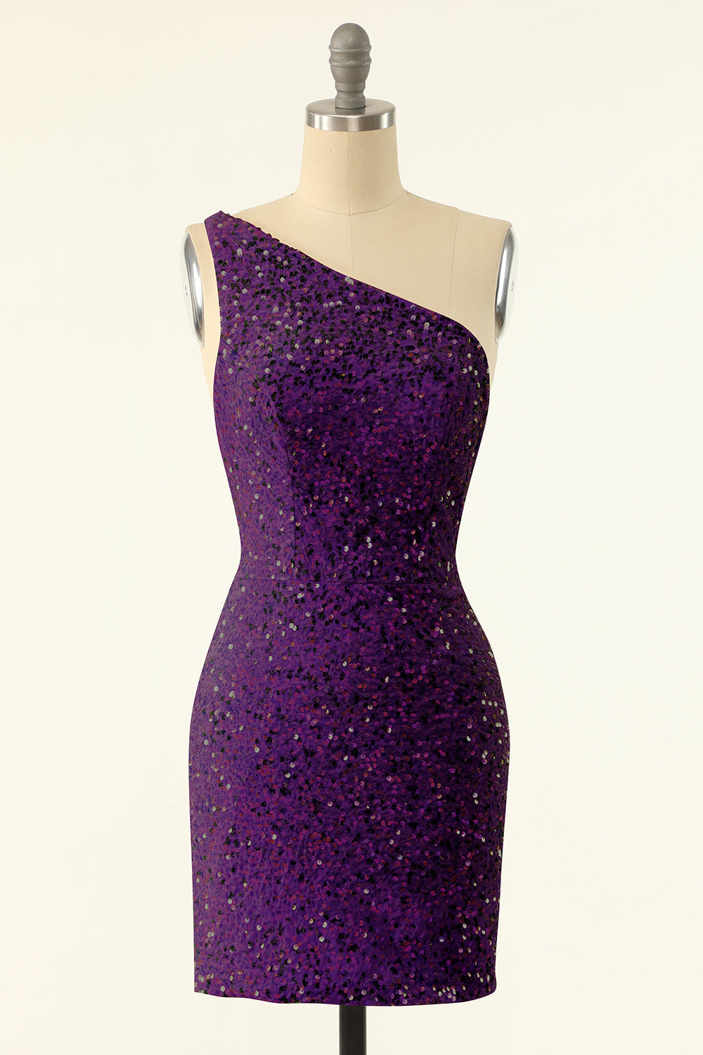 Purple One Shoulder Sequins Corset Homecoming Dress outfit, Prom Dress Graduacion