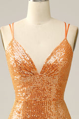 Orange Sequined Backless Mermaid Corset Prom Dress outfits, Bridesmaid Dress Shop