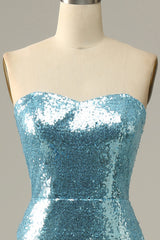 Sky Blue Sweetheart Sequined Mermaid Corset Prom Dress With Feathers outfit, Bridesmaides Dresses Green