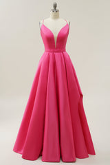 Fuchsia Halter A-Line Corset Prom Dress outfits, Bridesmaid Dress Shopping
