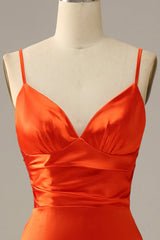 Orange Spaghetti Straps Mermaid Corset Prom Dress outfits, Bridesmaid Dresses Websites