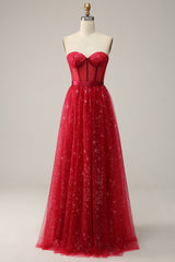 Red Strapless Tulle Corset Corset Prom Dress outfits, Bridesmaid Dresses Short