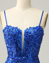 Royal Blue Short Corset Homecoming Dress With Beading And Sequin Gowns, Prom Dress Online