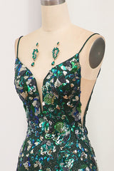 Sparkly Dark Green Mermaid Long Corset Prom Dress With Slit And Beading outfit, Prom Dress Long Elegent