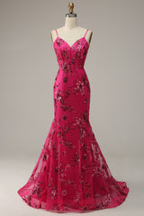 Hot Pink Sequins Print Mermaid Corset Prom Dress outfits, Bridesmaid Dresses Green