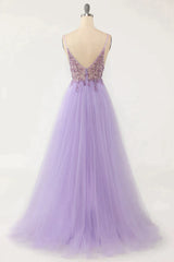 Gorgeous Tulle A-line Spaghetti Straps Long Corset Prom Dress with Beading outfit, Evening Dresses For Wedding