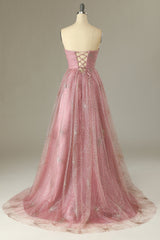 A Line Sweetheart Blush Corset Prom Dress with Criss Cross Back Gowns, Prom Dress 2042