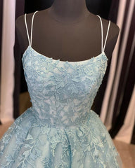 A Line Backless Lace Long Sky Blue Corset Prom Dress, Backless Sky Blue Lace Corset Formal Dress, Sky Blue Evening Dress outfit, Evening Dress 1925S